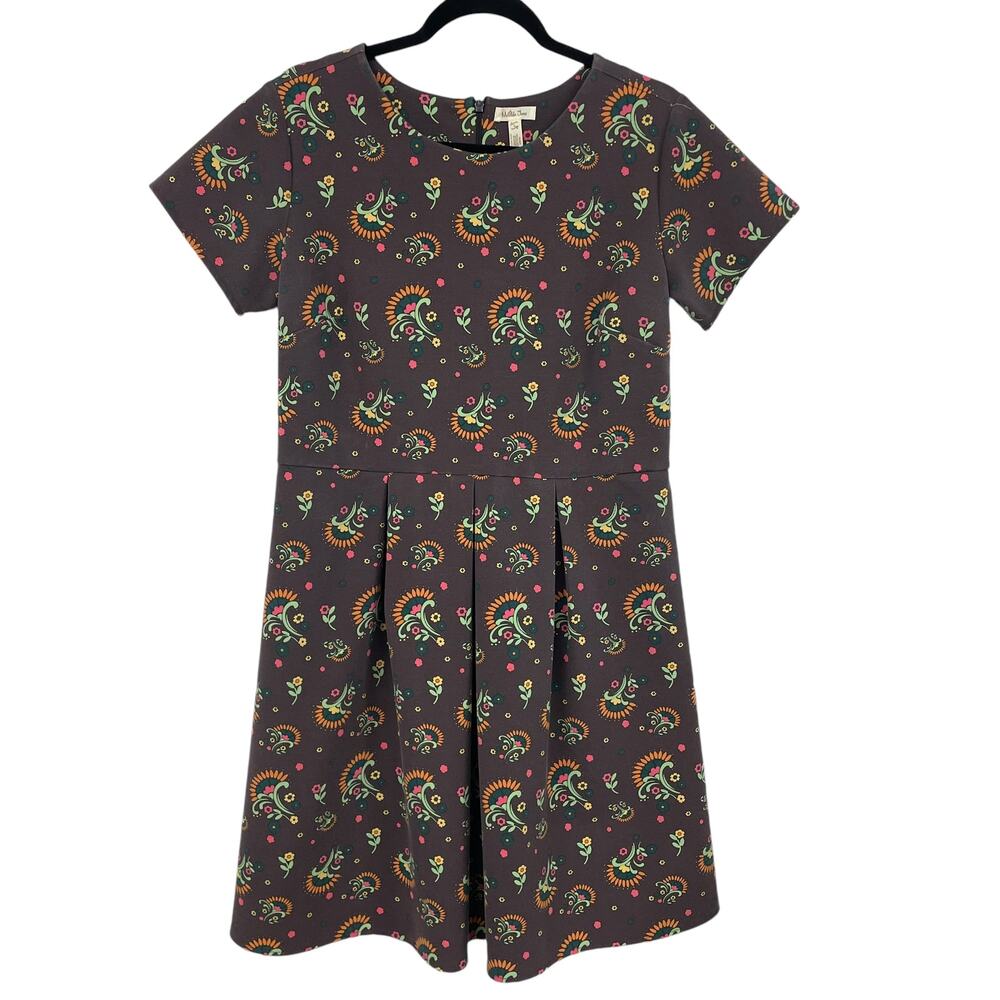 Matilda Jane Short Sleeve Brown Maja Ponte Dress Floral Print Womens Large